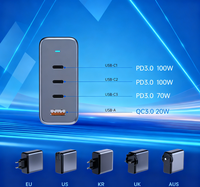 Chargeur mural rapide USB-C GaN Tommox 100W 65W multi-ports 3 ports, charge super rapide, chargeurs mobiles 70W pour téléphone, tablette, ordinateur portable