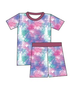 Qingli OEM Fábrica Personalizada SIN Tarifas Conjunto de Shorts de Verano para Niñas con Estampado Colorido de Bambú Transpirable <span class=keywords><strong>y</strong></span> Cintura Elástica - Product Image 5