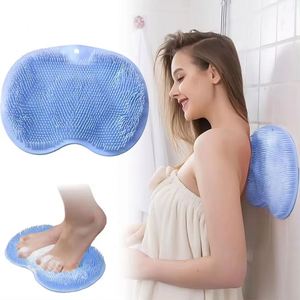 Silicone Non-Slip Bath Massage Shower Mat with Sucker Rub <b>Back</b> <b>Brush</b> and Exfoliating Foot Pad Bathroom Toilet Supplies - Product Image 2