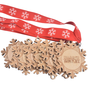 Médailles en bois de bambou personnalisées gravées au <span class=keywords><strong>laser</strong></span> et découpées au <span class=keywords><strong>laser</strong></span> en gros, médailles de natation personnalisées Ullswater avec rubans - Product Image 5