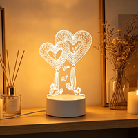 Lampe de table de bureau LED en acrylique miniature intelligente et mignonne 2026, lumière de nuit décorative, lampes LED à illusion 3D créatives