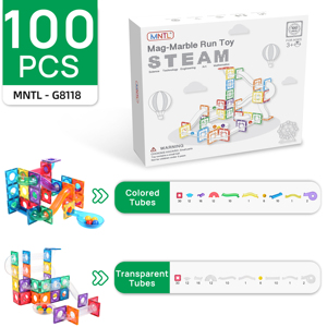 MNTL Último nuevo diseño personalizado sin BPA colorido 100 piezas Juego de ejecución de mármol azulejos magnéticos juguetes educativos para niños EN71, ASTM, CPSC, CE - Product Image 2