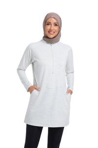 Felpe Sportive da Donna Musulmana <span class=keywords><strong>con</strong></span> Logo Personalizzato, Taglie S-3XL, Manica Lunga, Mezza Zip, Top Modesti per Fitness e Tennis <span class=keywords><strong>con</strong></span> Tasca - Product Image 2