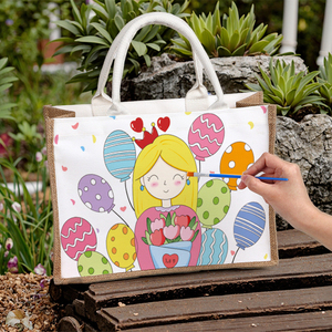 Factory Price Promotion Custom Logo Jute Cloth Tote Bags DIY Painting Shopping Bag for Family Activity Promotional Backpacks