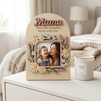 Bingkai Foto Kayu Hari Ibu Grosir Nenek Mama 10x15cm Potongan Laser Motif Bunga Buatan Tangan Cetak Digital Personal A4