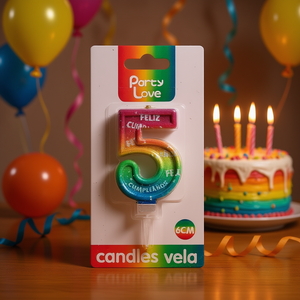 Party Love Birthday <b>Candle</b> Number 5 Multicolor 6Cm For Cake Decoration - Product Image 2