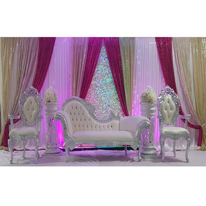 Meubles de mariage en argent argenté argenté, 4 pièces, Sofa italien blanc, avec chaises, nouveau design - Product Image 1
