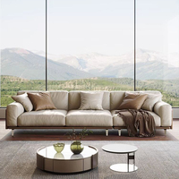 Canapé moderne simple en ligne droite pour villa, salon, canapé en cuir italien de luxe léger