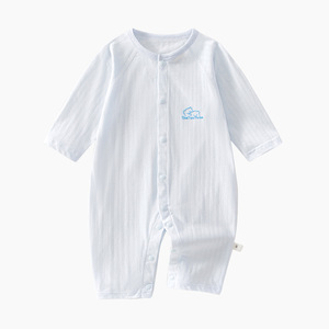 Mameluco de bebé de verano, fino, de algodón puro, manga larga, unisex, para recién nacido, traje de gateo para aire acondicionado, ropa de casa, categoría A - Product Image 5