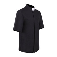 Chemise noire à manches courtes pour homme, rôle de missionnaire d'Halloween, jeu de rôle, écho prêtre, père, cosplay, en stock