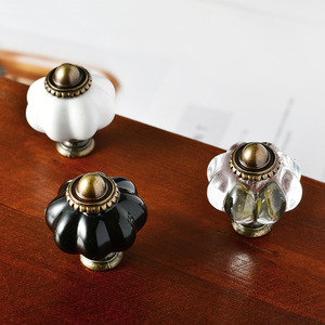 Pumpkin Shaped Acrylic Furniture <b>Knobs</b> <b>Black</b> Transparent White European Style Drawer Cabinet Handles Durable Home Decor - Product Image 1