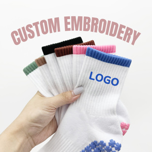 Chống Trượt Pilates Vớ Với Logo In Ấn-Trọng Lượng Nhẹ & Thoáng Khí Cotton Yoga Vớ Chân, Unisex Thiết Kế Màu Đen Cuff - Product Image 6