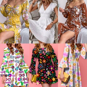 Vendita di liquidazione su abito da <span class=keywords><strong>donna</strong></span> Vintage stampato di fascia alta <span class=keywords><strong>abbigliamento</strong></span> Sexy all'ingrosso misto e abbinato a basso prezzo - Product Image 3
