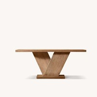 Table console scandinave en chêne de qualité supérieure, design à base en V, panneaux angulaires emboîtables, pied socle pour entrée, personnalisable OEM/ODM