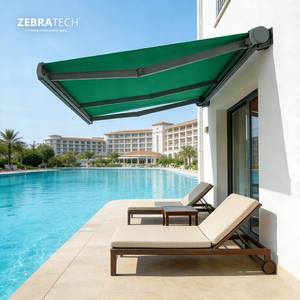 Auvent rétractable motorisé en toile textilène, structure en alliage d'aluminium, télécommande, certifié CE/Green Guard/OEKO TEX, durable - Product Image 1