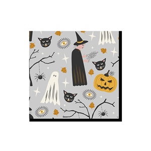 DAMAI Halloween Theme Black Cat Bumpkin Little Ghost Disposable Party Paper Plates Napkins Cups Party Disposable Tableware Set - Product Image 6