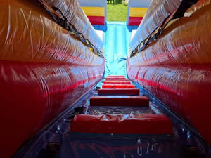 Structure gonflable commerciale à double piste avec toboggan et mur d'escalade, idéale pour les fêtes en extérieur et <span class=keywords><strong>la</strong></span> <span class=keywords><strong>location</strong></span> de jeux pour enfants - Product Image 6