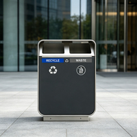 Poubelle de recyclage extérieure à double compartiment 147L en acier galvanisé, station de déchets moderne de luxe avec couvercle anti-pluie pour rue et place publique