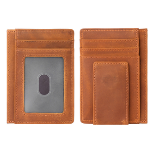 Porte-cartes en cuir véritable avec aimant puissant, logo personnalisable, OEM ODM, pince à billets magnétique, portefeuille pour cartes - Product Image 1