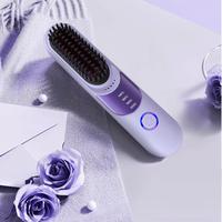 Lisseur de cheveux professionnel en céramique rechargeable sans fil portable avec écran LED, peigne chauffant sans fil USB, lisseur électrique
