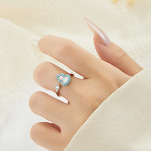 Chinese Style Gourd Shaped Open Ring Turquoise Trim Adjustable Index Finger Band Unisex Jewelry Gift - Product Image 2