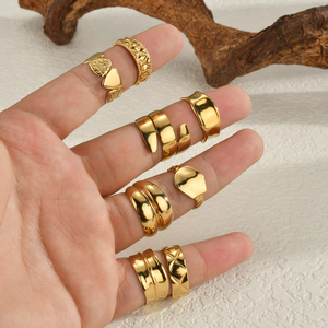 แหวนเปิดสไตล์คลาสสิก เรียบง่ายและทันสมัย ชุบสแตนเลส 304 สีทึบ เครื่องประดับสำหรับใส่ในชีวิตประจำวัน - Product Image 3