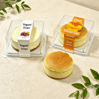 Boîte à gâteau carrée transparente à usage unique avec support à couverts, personnalisable, en PET de qualité alimentaire du Guangdong, vente en gros d'usine