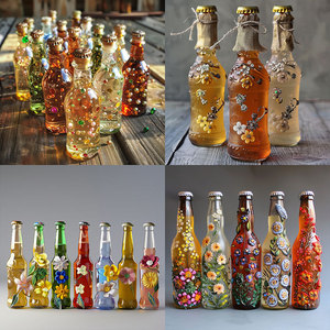 Custom Beer Festival <b>Mini</b> Glass <b>Bottles</b> Handmade Rustic Decorative Tabletop Vase Event Celebration Decor - Product Image 2