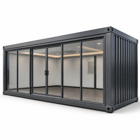 Unité de showroom modulaire en conteneur avec vitrage pleine hauteur, entrée coulissante en verre, bâtiment de réception portable pour l'exposition de produits