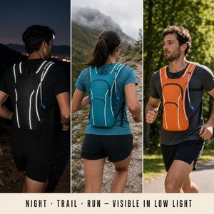 Gilet d'hydratation réfléchissant 2L avec logo personnalisé et poche à eau pour la course nocturne et le cyclisme, vente en gros directe usine OEM ODM, MOQ 500 - Product Image 5