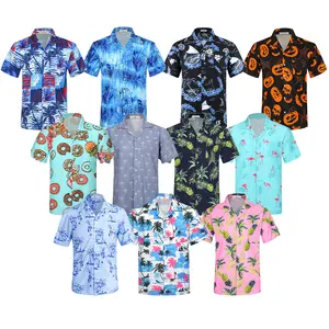 하이 퀄리티 럭셔리 남성 반소매 셔츠 캐주얼 정장 알로하 착용 남성 면 정장 하와이 남성 셔츠