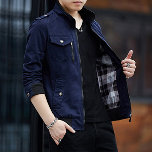 WholesaleMen's <strong>Jacket</strong> Casual Slim Autumn Fashion Coat Denim <strong>Men's</strong> Clothing Middle-aged and <strong>Old</strong> Standing Collar <strong>Jacket</strong> - Product Image 3