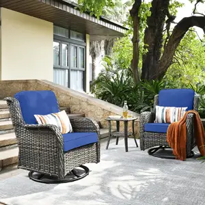 Moderno lujo jardín muebles de exterior PE ratán salón giratorio conversación ocio silla sofá conjunto