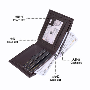 <span class=keywords><strong>Portafoglio</strong></span> Corto da <span class=keywords><strong>Uomo</strong></span> Retrò con Cuciture a Vista e Pelle PU, Fodera in Poliestere, con Tasca Portamonete con <span class=keywords><strong>Cerniera</strong></span> Interna - Product Image 5