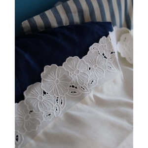 Double King Size Bed Linen Sheet Cutwork Flower Embroidery 6pcs <b>Set</b> Soft Flat Bed Sheet <b>Duvet</b> Cover Striped Pattern <b>Single</b> - Product Image 2