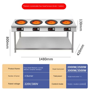 Estufa de inducción de 6 cabezales, Gas de alta potencia y superficie de cerámica de vidrio compatible eléctrica, uso comercial, aparato de cocina portátil - Product Image 2