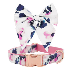 Conjunto de Correa y collar de perro con lazo floral y femenino ajustable, accesorios para mascotas - Product Image 1