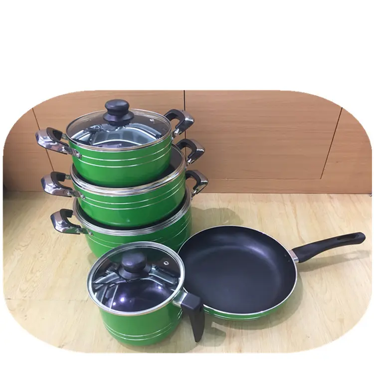 9 Chiếc Nhôm Không Dính Cookware Set Ép Nhôm Không Dính Soong + Chảo Chiên + Cup Hỗn Hợp Bộ.