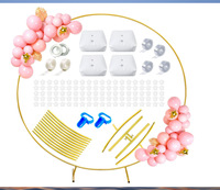 Support d'arche de ballons circulaire en métal doré de 5,3 pi, 6 pi, 6,6 pi, 7,2 pi avec accessoires pour décoration de fête d'anniversaire et de mariage