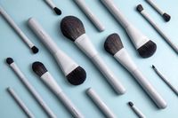 Ensemble de Mini brosses à maquillage synthétiques, grise, française, personnalisée, votre propre marque, avec trousse de cosmétique, pièces