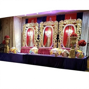 Paneles de Marco Dorado para Decoración de Eventos Mehndi, Panel Decorativo de Fibra para Bodas, Fondo de Escenario, Paneles de Marco Deslumbrantes para Escenario Mehndi, EE. UU. - Product Image 1