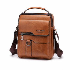 Bolso Bandolera de Piel Sintética Impermeable para Hombre, Estilo Vintage, Casual, para Negocios, con Logotipo Personalizado, OEM, ODM, Venta al Por Mayor - Product Image 2