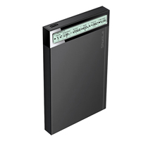 SHUOLE fábrica al por mayor HDD SSD carcasa 2,5 pulgadas SATA HDD SSD carcasa soporte Usb C tipo C caja de plástico con pantalla LCD