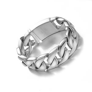 2024 Hiphop acciaio inox 18K oro italiano mens link cubano bracciale - Product Image 3