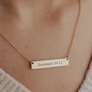Joyería con Grabado de Escrituras Personalizadas, Collar de Barra de Acero Inoxidable, Versículo Bíblico, Productos Cristianos, Joyería Religiosa de Fe <span class=keywords><strong>para</strong></span> Mujer - Product Image 3