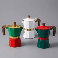 Collection de mini cafetières Moka vintage 150 ml - Machine à expresso rétro en aluminium 3 tasses - Petite cafetière couleur personnalisée en gros