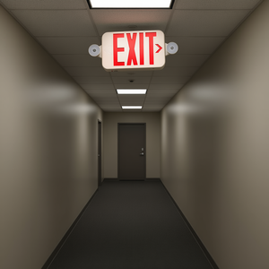 ป้ายทางออกฉุกเฉิน D0100H53J22 แบบ LED 4 หัว ใช้แบตเตอรี่สำรองสำหรับเชิงพาณิชย์ ตัวอักษรสีแดง ใช้ไฟ AC 110V ใช้งานได้นาน 3 ชั่วโมง - Product Image 2