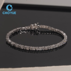 Exclusiva y Elegante Pulsera de Tenis con Diamantes de Moissanita VVS1 y Plata de Ley 925, Diseño de Racimo, Regalo para Mujer - Product Image 2
