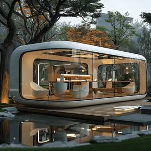 Casa Cápsula de Cristal Casa 2 Pisos con Base de Conexión Solar Casa Cápsula Modular Casas Móviles - Product Image 1