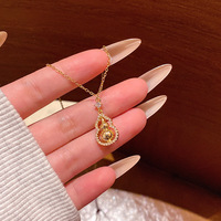 XL300 Mini collier pendentif gourde en or, collier en acier inoxydable chaîne amulette réglable pour femmes bijoux porte-bonheur